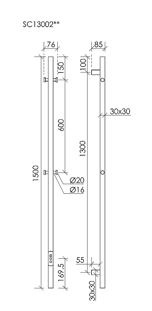 Полотенцесушитель электрический Sancos Linn SC13002CH хром купить в интернет-магазине сантехники Sanbest