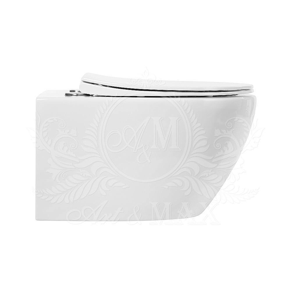 Унитаз подвесной Art&Max Elegant AM9316CHR/SC белый, с сиденьем микролифт, безободковый купить в интернет-магазине Sanbest