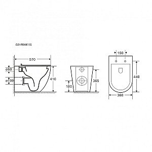 Унитаз приставной Grossman GR-PR4411S безободковый, с крышкой микролифт купить в интернет-магазине Sanbest