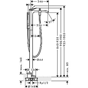Смеситель для ванны Hansgrohe Vivenis 75445670 черный матовый купить в интернет-магазине сантехники Sanbest