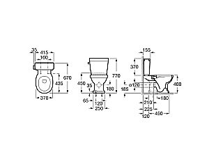 Унитаз напольный Roca Carmen Rimless безободковый, с бачком, черный купить в интернет-магазине Sanbest
