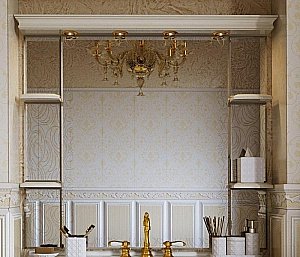 Зеркало Misty Мелиса 130x1160 бежевое патина/глянец в ванную от интернет-магазине сантехники Sanbest