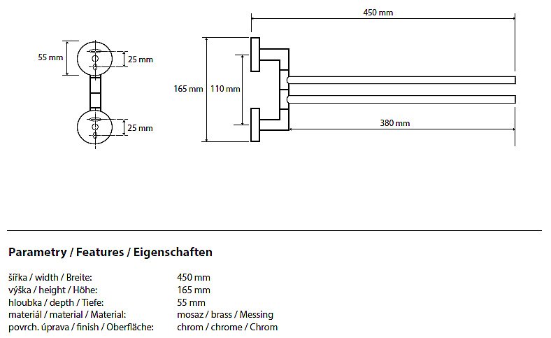 Полотенцедержатель двойной поворотный Bemeta Omega 104204102 купить в интернет-магазине сантехники Sanbest