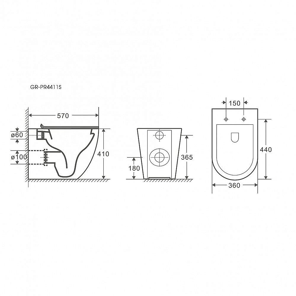 Унитаз приставной Grossman GR-PR4411S безободковый, с крышкой микролифт купить в интернет-магазине Sanbest