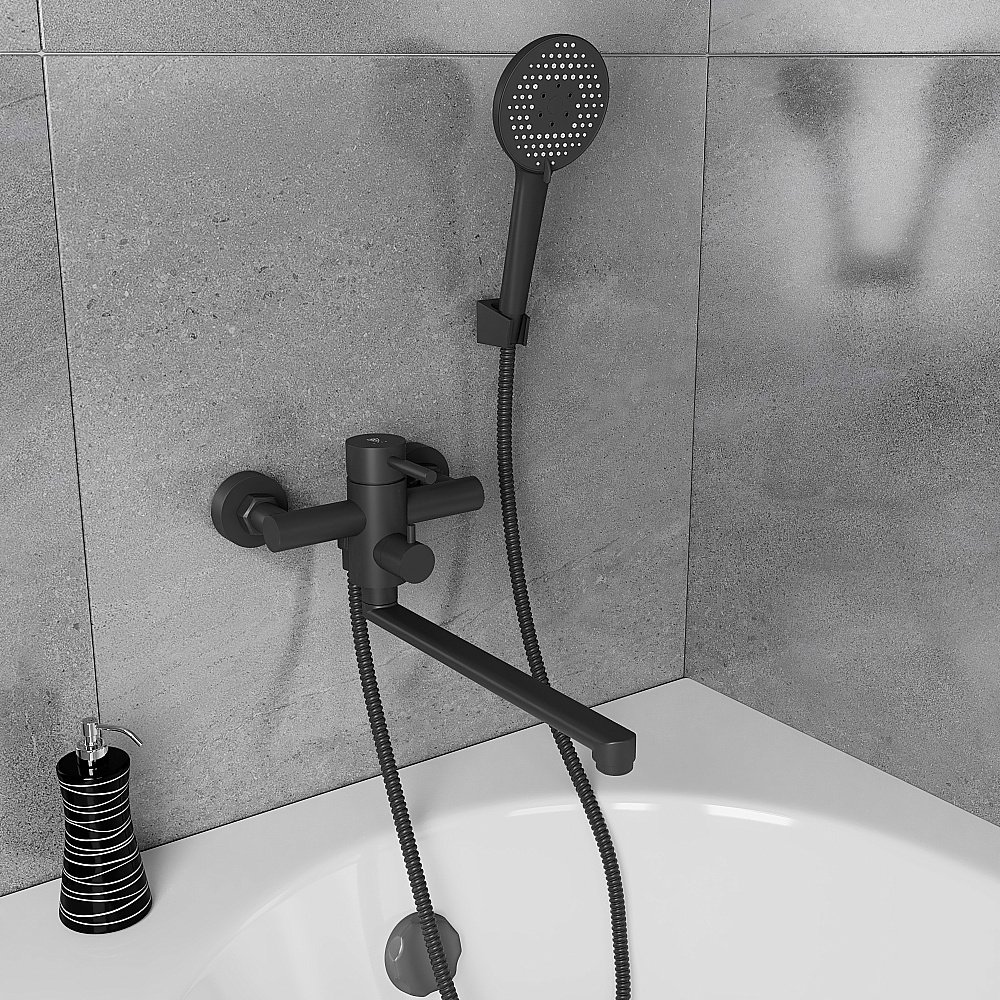 Смеситель для ванны Rush Melos SUS1101-51Black черный матовый купить в интернет-магазине сантехники Sanbest