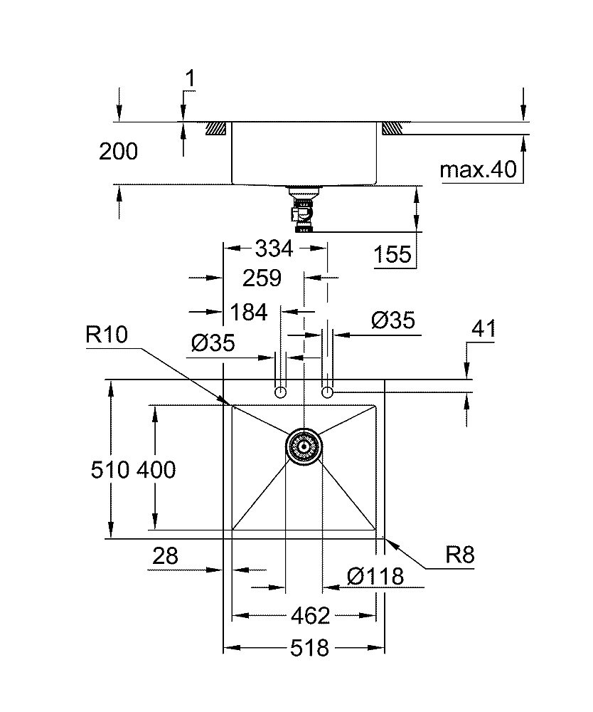 Кухонная мойка Grohe K800 31583SD1 нержавеющая сталь купить в интернет-магазине сантехники Sanbest