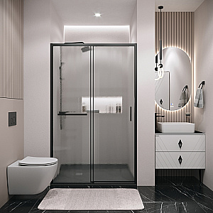 Душевая дверь Grossman Style 130 100.K33.05.130.21.02 стекло шиншилла/профиль черный матовый купить в интернет-магазине Sanbest