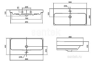 Раковина мебельная Santek Адриана 90 1.WH50.1.629 белая купить в интернет-магазине Sanbest