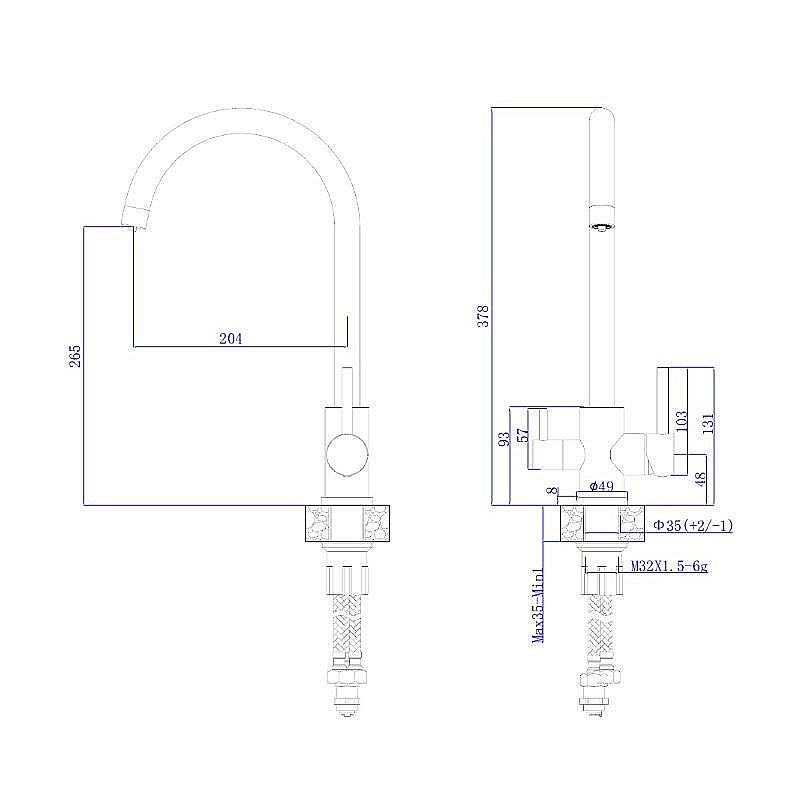 Смеситель для кухни Rush SUS9035-37Grey графит купить в интернет-магазине сантехники Sanbest