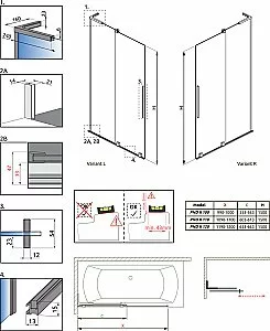 Шторка для ванны Radaway Furo SL Black PND II 120 стекло прозрачное/профиль черный матовый купить в интернет-магазине Sanbest