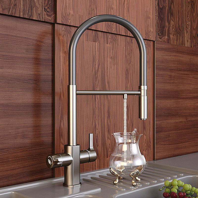 Смеситель для кухни Elghansa 56F5511-Gun оружейная сталь матовая купить в интернет-магазине сантехники Sanbest