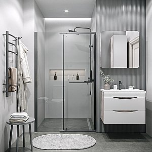 Душевая дверь Grossman Pragma 110 100.K33.03.110.42.00 стекло прозрачное/профиль графит сатин купить в интернет-магазине Sanbest