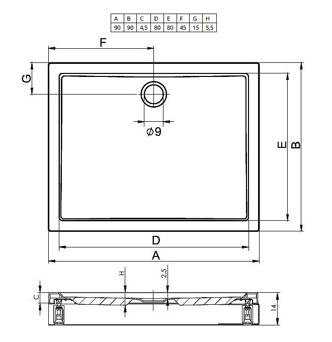 Душевой поддон Riho Davos 251 90x90 D002006005 белый купить в интернет-магазине Sanbest