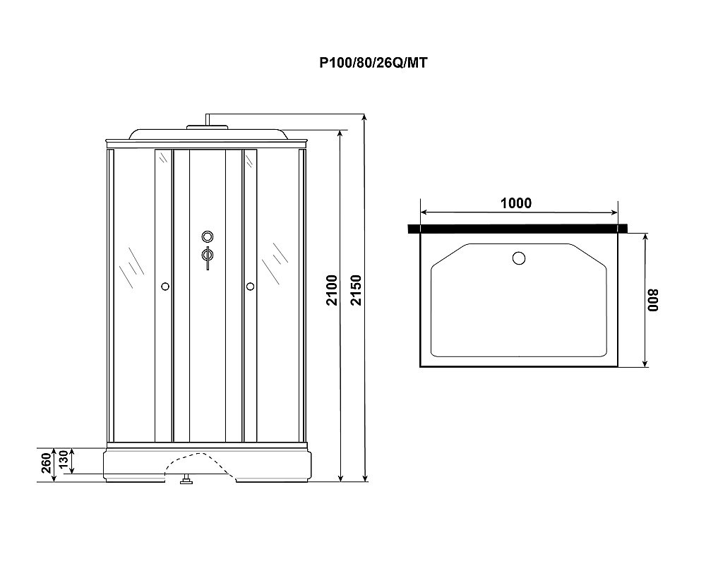 Душевая кабина Niagara Promo P100/80/26Q/MT 100х80 купить в интернет-магазине Sanbest
