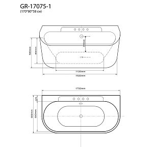 Ванна отдельностоящая GROSSMAN Cristal GR-17075-1 170x80 купить в интернет-магазине Sanbest