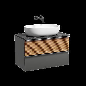 Тумба с раковиной Sancos DELTA 80 со столешницей, дуб красный/графит для ванной в интернет-магазине Sanbest