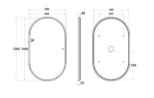 Зеркало с подсветкой Art&Max BARI AM-Bar-500-1200-DS-F в ванную от интернет-магазине сантехники Sanbest