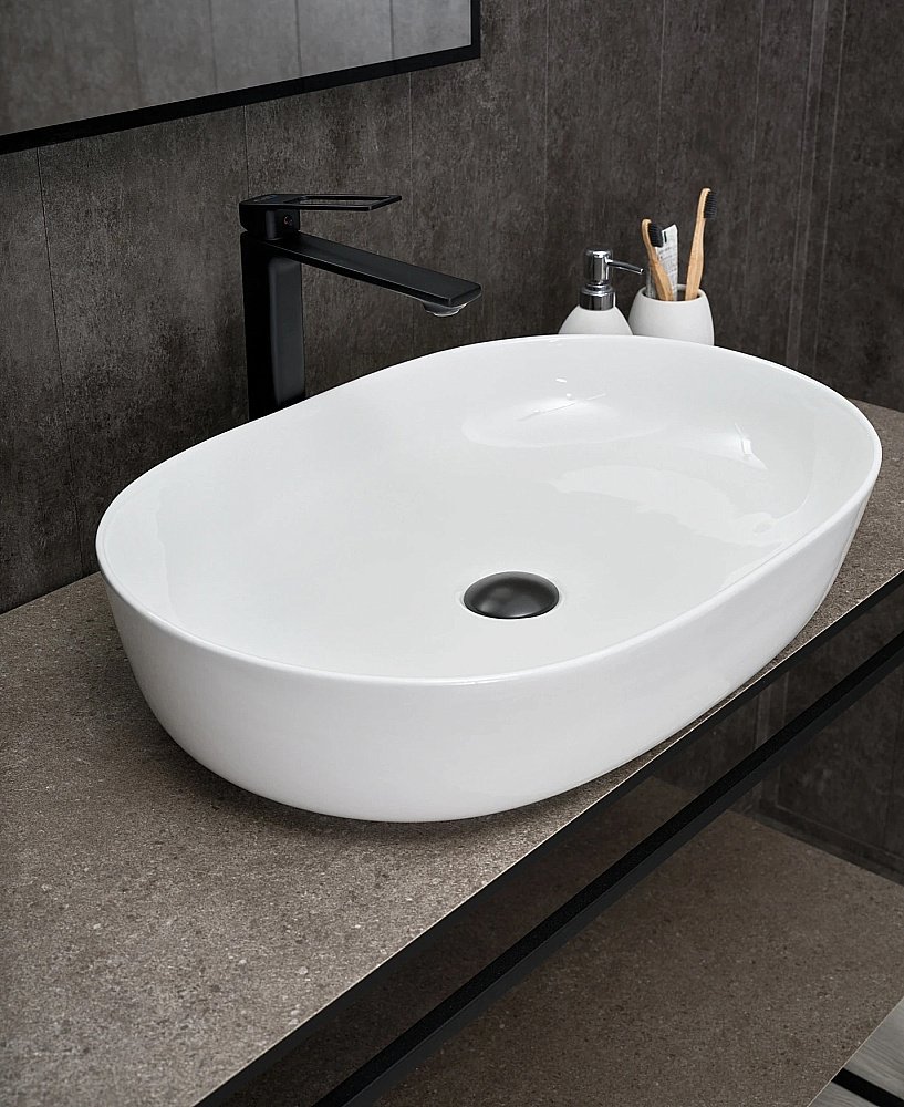 Раковина накладная Gid Lago 61 D1348 51204 белая купить в интернет-магазине Sanbest