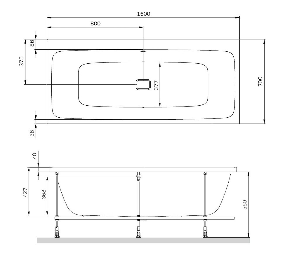 Ванна акриловая AM.PM Func W84A-160-070W-A 160x70 купить в интернет-магазине Sanbest