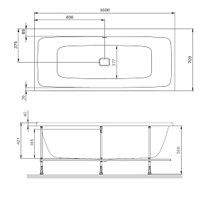 Ванна акриловая AM.PM Func W84A-160-070W-A 160x70 купить в интернет-магазине Sanbest