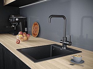 Смеситель для кухни Paulmark Logas Lo213021-308 Черный купить в интернет-магазине сантехники Sanbest