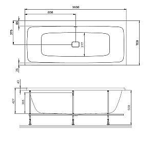 Ванна акриловая AM.PM Func W84A-160-070W-A 160x70 купить в интернет-магазине Sanbest