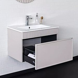 Тумба с раковиной Comforty Мадрид 70 00-00020643 серый шелк для ванной в интернет-магазине Sanbest