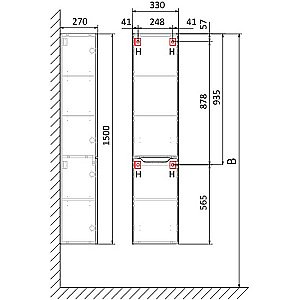 Пенал Jorno Slide 33 Sli.04.150/P/A антрацит для ванной в интернет-магазине сантехники Sanbest