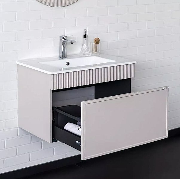 Тумба с раковиной Comforty Мадрид 70 00-00020643 серый шелк для ванной в интернет-магазине Sanbest