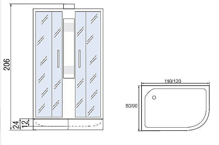 Душевая кабина Мономах МЗ 24 110x80 без крыши купить в интернет-магазине Sanbest