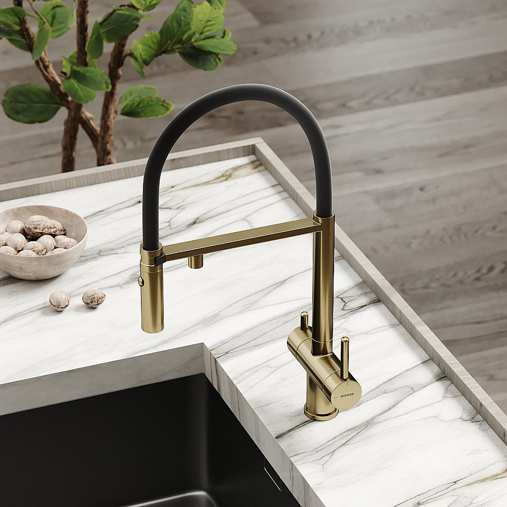 Смеситель для кухни Sancos Imola SC4010BGbh брашированное золото купить в интернет-магазине сантехники Sanbest