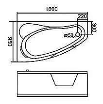Ванна акриловая Gemy Glass Panel G9046 K 161х96 белая с гидромассажем купить в интернет-магазине Sanbest
