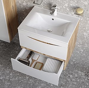 Тумба с раковиной Iddis Cloud CLO60Y0i95K 60 белая матовая/светлое дерево для ванной в интернет-магазине Sanbest