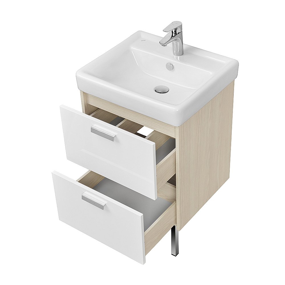 Тумба с раковиной Акватон Йорк 55 белый глянцевый/ясень фабрик для ванной в интернет-магазине Sanbest