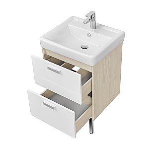 Тумба с раковиной Акватон Йорк 55 белый глянцевый/ясень фабрик для ванной в интернет-магазине Sanbest