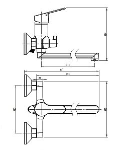 Смеситель для ванны Rush Sky SK5720-51 хром купить в интернет-магазине сантехники Sanbest