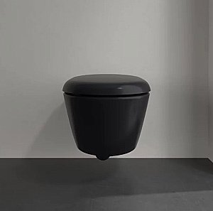 Унитаз подвесной Villeroy&Boch Antao 4674T0R7 черный, безободковый, слив торнадо купить в интернет-магазине Sanbest
