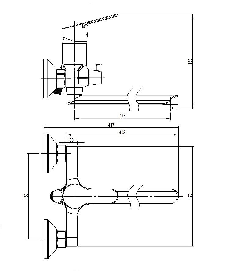 Смеситель для ванны Rush Sky SK5720-51 хром купить в интернет-магазине сантехники Sanbest