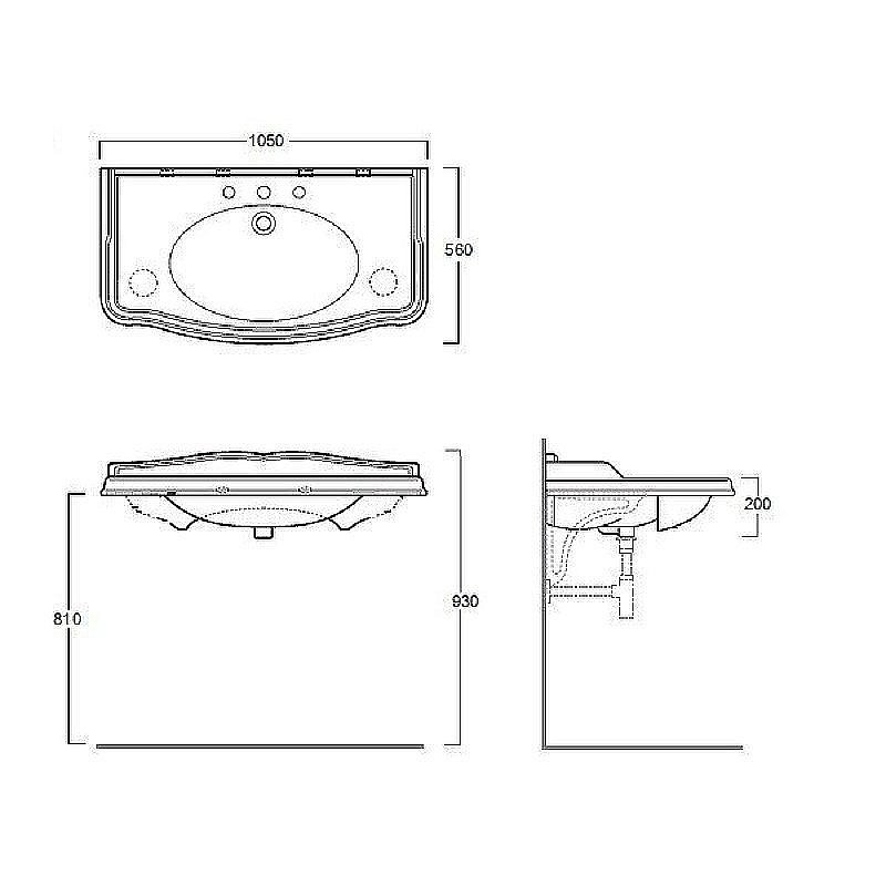Раковина Simas Arcade AR874bi*3 105 с кронштейном купить в интернет-магазине Sanbest