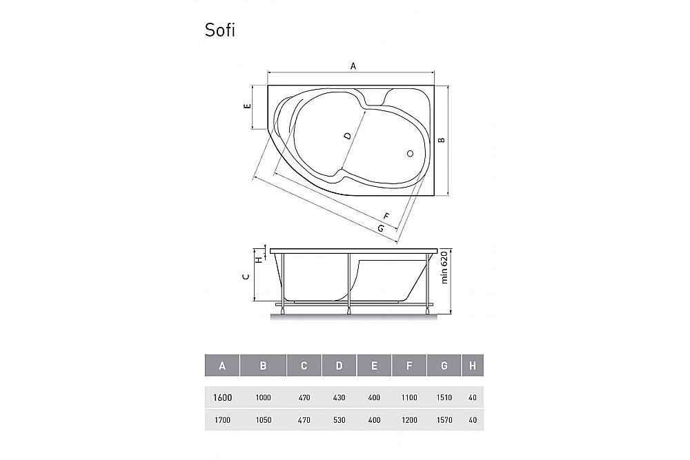 Ванна акриловая Relisan Sofi Гл000024565 160x100 белая купить в интернет-магазине Sanbest