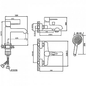 Набор смесителей Orange Karl M05-311b черный купить в интернет-магазине сантехники Sanbest