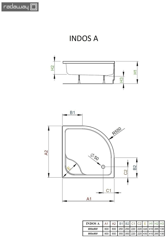 Душевой поддон Radaway Indos A 90x90 купить в интернет-магазине Sanbest