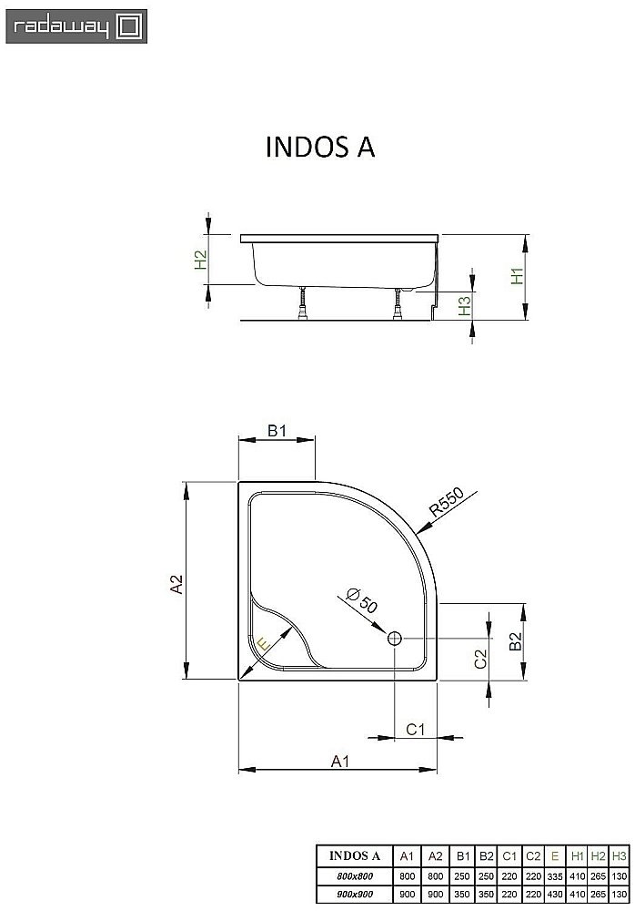 Душевой поддон Radaway Indos A SIA9090-01 90x90 белый купить в интернет-магазине Sanbest