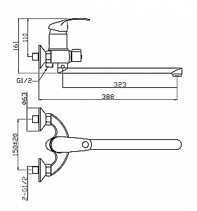 Смеситель для ванны Agger Glad A1521100 купить в интернет-магазине сантехники Sanbest