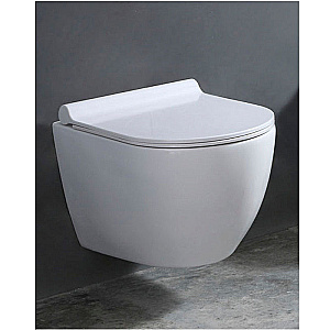 Унитаз подвесной с инсталляцией Azario Geno AZ-8010-1000+AZ-8200-0045+AZ-2196D белый/кнопка белая, безободковый, с крышкой микролифт купить в интернет-магазине Sanbest