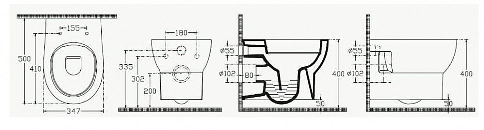 Унитаз подвесной Isvea Absolute 10AB02002SV белый, безободковый купить в интернет-магазине Sanbest