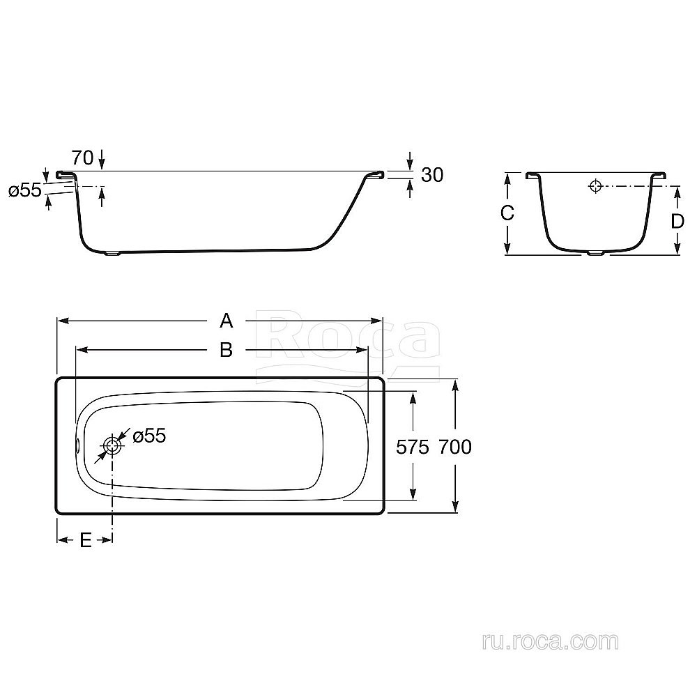 Ванна Roca Contesa 212D07001 100x70 купить в интернет-магазине Sanbest
