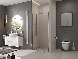 Душевая дверь BelBagno UNO B-1 85 стекло прозрачное/профиль хром купить в интернет-магазине Sanbest