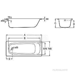 Ванна Roca Contesa 212D07001 100x70 купить в интернет-магазине Sanbest