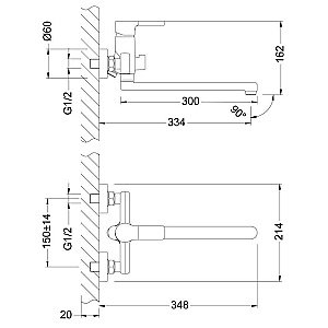 Смеситель для ванны Lemark Aura LM0651C купить в интернет-магазине сантехники Sanbest